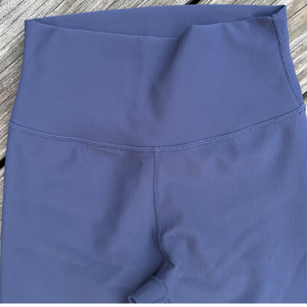 WILO Ribbed High Waist Leggings Blue Athleisure Workout Pants Size‎ S - Picture 4 of 5